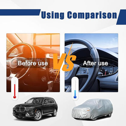 Kayme 6 Layers SUV Car Cover Custom Fit for BMW X7（2018-2025） Waterproof All Weather for Automobiles, Outdoor Full Cover Rain Sun UV Protection.Silver