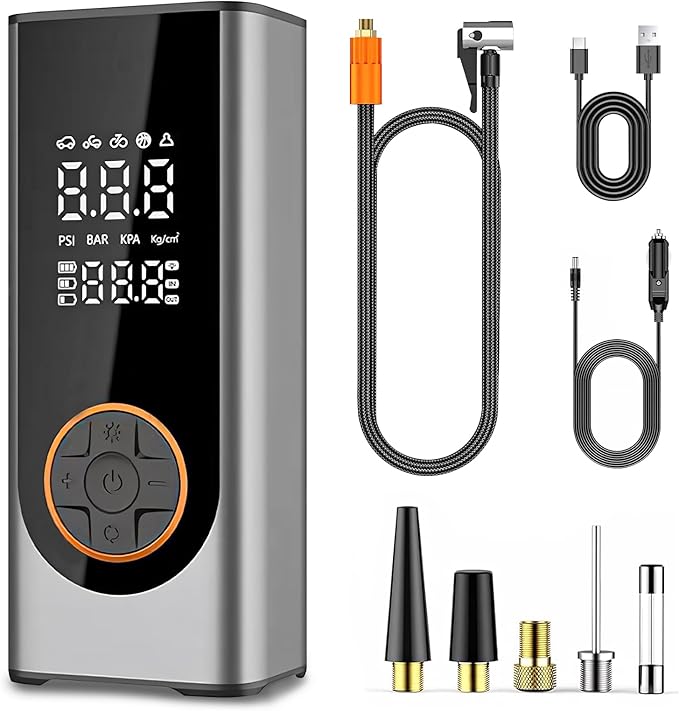 LiveGo Tire Inflator Portable Air Compressor, 150 PSI Cordless Air Pump with Rechargeable 18000mAh Battery and Tire Digital Pressure Gauge, Portable Tire Inflator for Car, Motorcycle, Bike, Ball