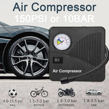 12v Auto Jump Starter Pack with Air Compressor, Peak Current 2000a, Car Lithium Battery Charger Jumper Box Tire Air Pump, Portable Power Bank for 8.0L Gas and 5.0L Diesel with Quick Charge