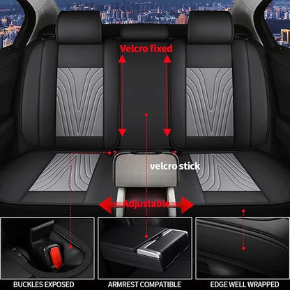 Car Seat Covers Fit for Toyota Camry 2012-2025 Faux Leather Automotive Seat Covers Breathable Waterproof Seat Cushions Compatible with Airbag (5 Seats,Black&Gray)