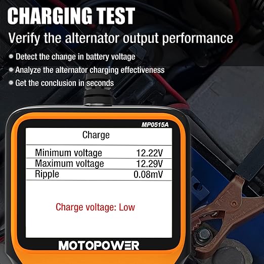 MOTOPOWER MP0515A 12V Car Battery Tester Automotive 100-2000 CCA Battery Load Tester Auto Cranking and Charging System Tester