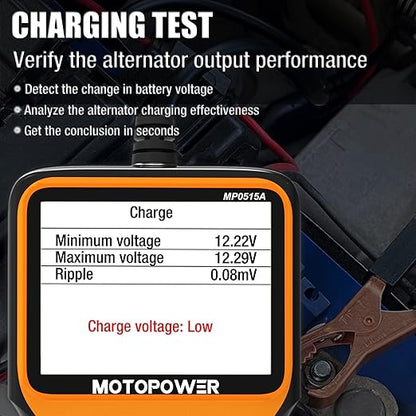 MOTOPOWER MP0515A 12V Car Battery Tester Automotive 100-2000 CCA Battery Load Tester Auto Cranking and Charging System Tester