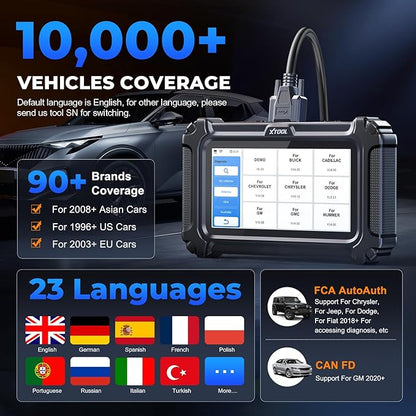 XTOOL D6 OBD2 Scanner, 2025 Full System Diagnostic Scanner for Car with 15 Resets, Oil Reset, ABS Bleed, Throttle Relearn, Crank Sensor Relearn, EPB, Free Update Scan Tool, Upgraded of D5S, FCA&CAN FD