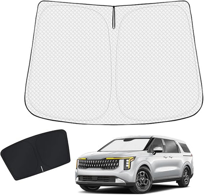 KUST Windshield Shade Custom Fit for Kia Carnival 2022-2024 2025 2026 Sun Shade Front Windshield Sun Visor Foldable Thicker 5-Layer Block Heat and Sun UV Rays