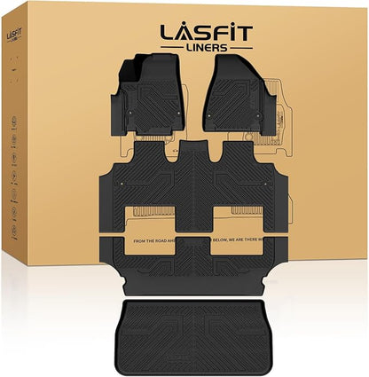 LASFIT Floor Mats&Trunk Mat Fit for 2017-2025 Chrysler Pacifica Hybrid 7-Seater(2021-2025 Not Fit Pinnacle trim), All Weather TPE Rubber Cargo Mat Automotive Floor Liners for Pacifica 2025 Accessories
