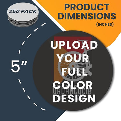 Magnet Me Up Customizable 30 Mil Round Magnet- 5”, 250 PK Weatherproof Car Magnet for Businesses, Sports Teams, Fundraiser, Personal Expression- Custom Text & Logo- Strong Magnetic Vinyl for Vehicles
