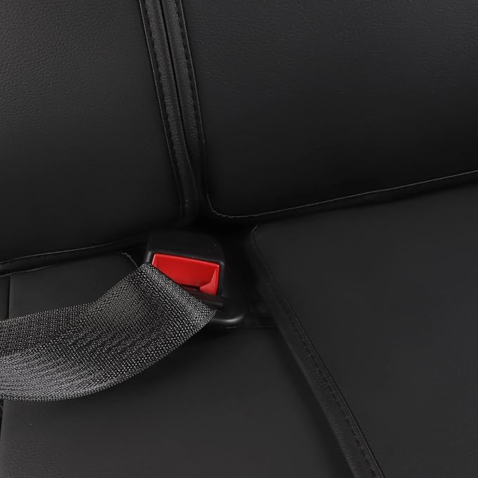 JOJOBAY Car Seat Covers for Dodge Ram,Fit 2009-2025 1500/2500/3500 HD Pick-up Truck,Crew,Regular,Quad,Mega Cab,Waterproof Synthetic Leather Seat Covers (Rear Seat Cover,BlackRed)