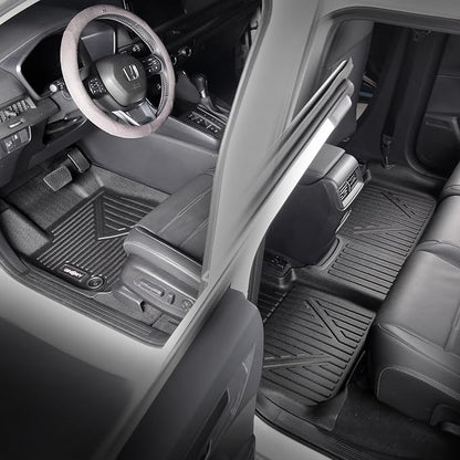 GINOWY-Floor Mats for Hyundai Santa Cruz 2022-2024 2025, TPE All Weather Car Mats Santa Cruz, Custom Fit Floor Liners, Heavy Duty Non-Slip Soft 3D Laser Car Accessories Mats-Black