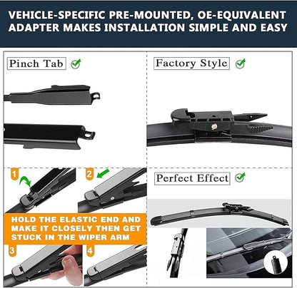 AUTOBOO 28"+28" Windshield Wipers with 11" Rear Wiper Blade Replacement for Ford Escape 2013-2019 -Original Factory Quality (Pack of 3)