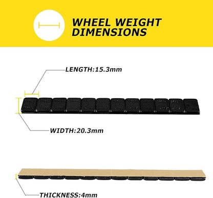 YIZBAP Wheel Weights Black 1/4oz, 72 oz/Box, 288pcs, with Strong Black Adhesive. 0.25 Ounce Stick on Wheel Weights for Cars, Trucks, SUVs, Motorcycle and Others