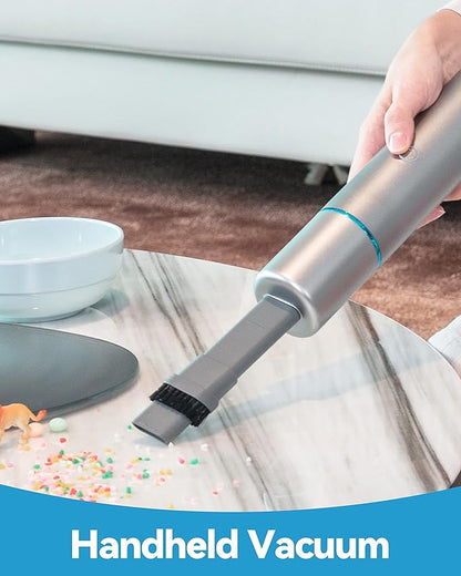 Brigii Crevice Vacuum, Handheld Vacuum & Air Duster & Hand Pump 3 in 1, Cordless Mini Vacuum, 3 Kinds of Crevice Nozzles, Lightweight 1lbs,USB Rechargeable-M2