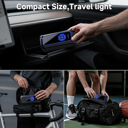 OlarHike Cordless Tire Inflator Portable Air Compressor, Quick Inflation, Air Pump for Car Tires, Pickup Truck, Motorcycle, Bicycle, Balls, Electric Pump with LED Light & Digital Pressure Gauge