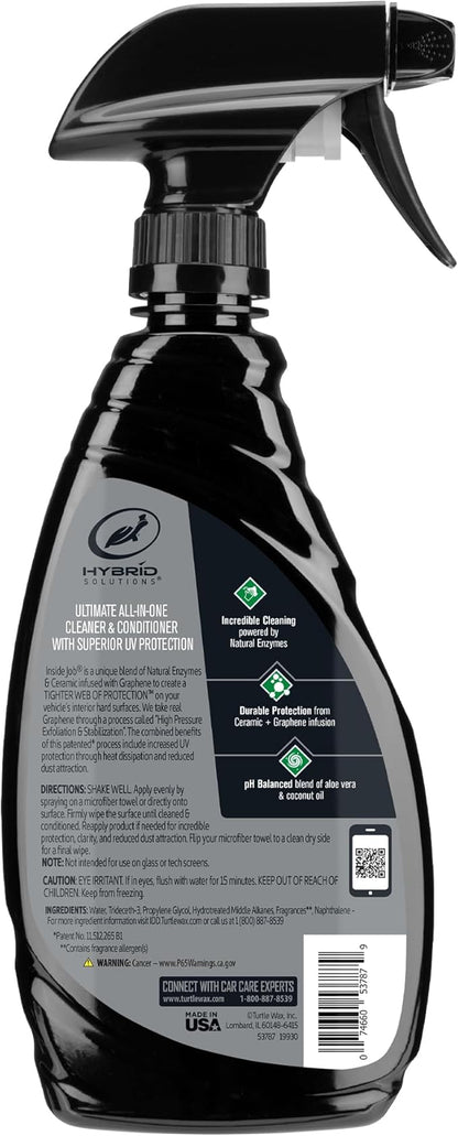 Turtle Wax 53787 Hybrid Solutions Ceramic Graphene Inside Job, Interior Car Cleaner and Protectant, Odor Eliminator, Works on Leather, Vinyl, Plastic, Rubber and More, 16 fl oz. (Pack of 1)