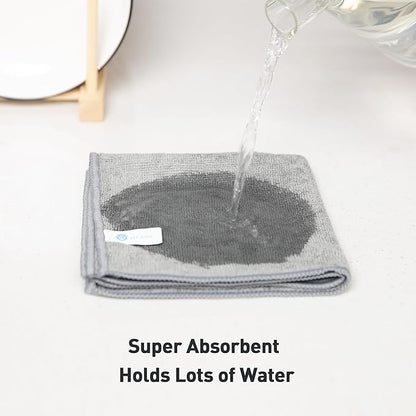 Gray Microfiber Cleaning Cloth 13"x13", Ultra Soft Absorbent Microfiber Cleaning Rags for Housekeeping Cleaning Supplies, Lint Free Reusable Cleaning Cloths for House Washable, Pack of 12