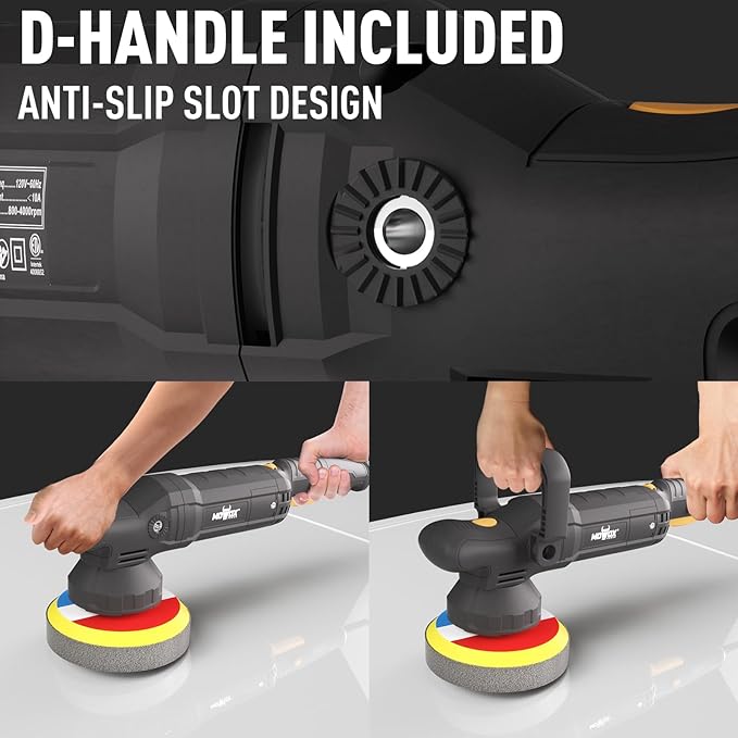 6" Dual Action Buffer Polisher,1200w polisher,6 Variable Speed Car Buffer Polisher with Detachable Handle,Pulidora De Autos For Car, Boat Sanding, Polishing, And Waxing