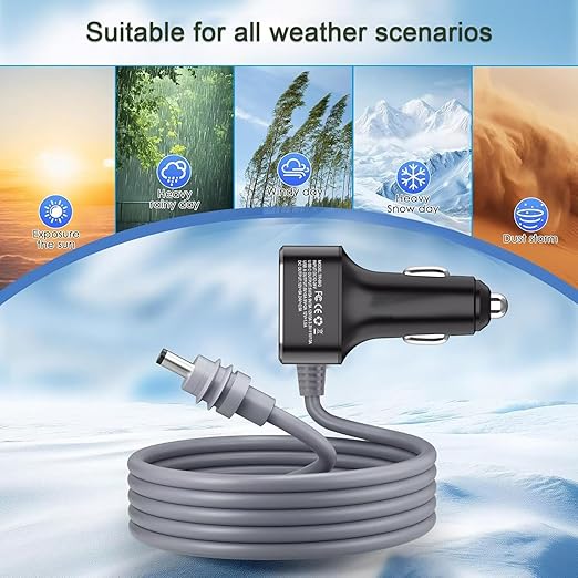 3 in 1 Car Power Cable for Starlink Mini Cigarette Lighter Adapter, Car Charger for Mini Starlink DC Power Cable with Digital Display, Durable & High Speed Charging USB A/USB C Port (3M/10FT)