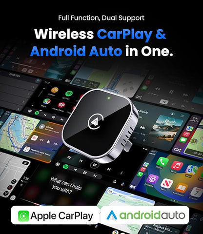 Teeran 2 in 1 Wireless CarPlay and Android Auto Adapter, Easy Setup Plug and Play, Fast Seamless Use Supports 1000+ Car's with Built-in Wired Car Play/Android Auto, Compact Sleek Design Car Adapter