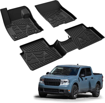 LASFIT Floor Mats for Ford Maverick 2022-2025(for Gasoline Models Only) All Weather Car Floor Pretoctor TPE Truck Liners for Ford Maverick Gas, 1st & 2nd Row Black