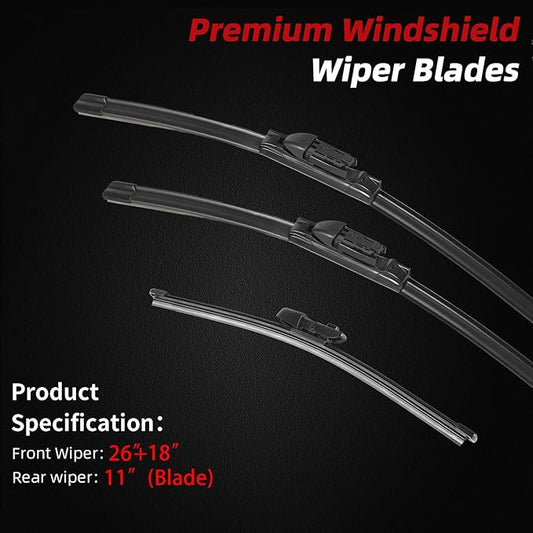 OTUAYAUTO Windshield Wiper Blades - Replacement for Volkswagen Taos 2022 2023 2024, Front and Rear Wipers Set, Top Lock - 26"+18"+11" (Pack of 3)
