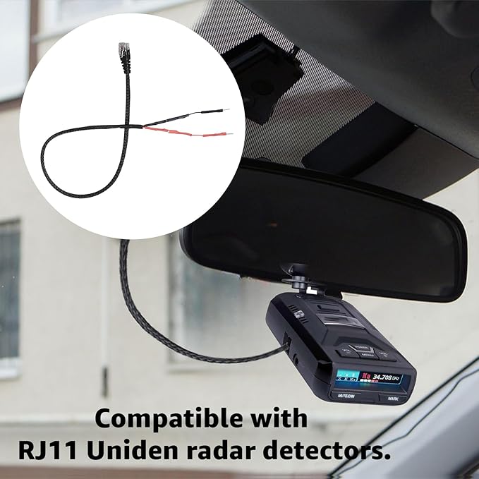 RJ11 Power Cord Compatible with Uniden Radar Mirror Wire Detectors,Model (3005201U) Fits R1 R3 R4 R7 R8 (1)