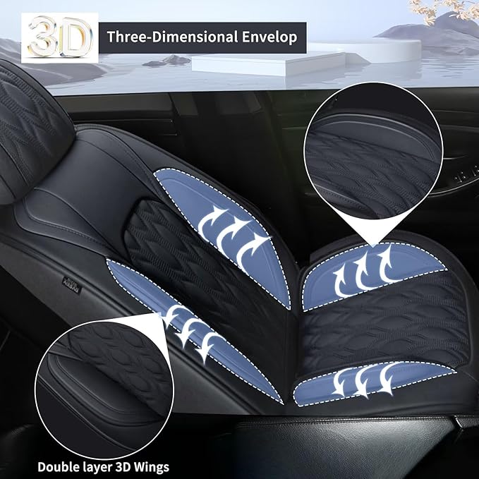 Seat Covers Fit for Toyota Camry 2012-2024 2025 Full Set,Faux Leather Car Seat Cover Waterproof for Camry Vehicle Automotive Cushion Protector Compatible Airbag (5 Seats,Black)