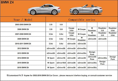 Kayme 6 Layers Car Cover Custom Fit for BMW Z4 E85 E86 E89 G29 Coupe/Roadster/Convertible (2002-2025) Waterproof All Weather for Automobiles, Outdoor Full Cover Rain Sun UV Protection.Silver