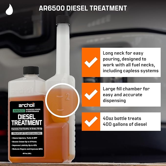 Archoil AR6500 Diesel Treatment (40 Ounces) - Treats 400 Gallons - Additive for All Diesel Vehicles