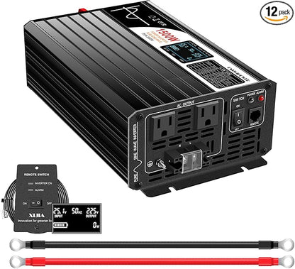 Xijia 1500W (Peak Power 3000W) Pure Sine Wave Inverter DC 60v to 120v Inverter 60HZ Solar Converter for Home Use car (DC60V (Range 50V-75V) 1500W)