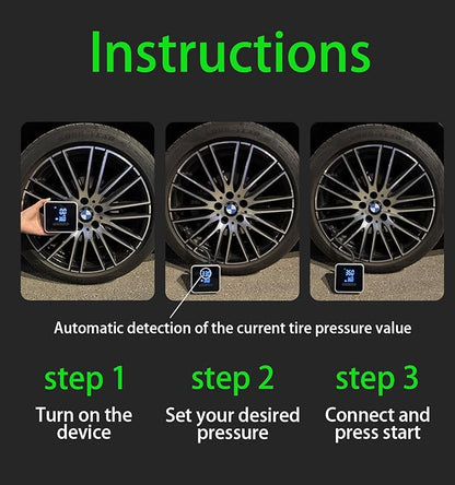 Tire Inflator Portable Air Compressor - 150 PSI Air Pump for Car Tires - 2X Faster Inflation, Smart Pump Tire Inflator for Cars, Motorcycles, Bicycles, Balls