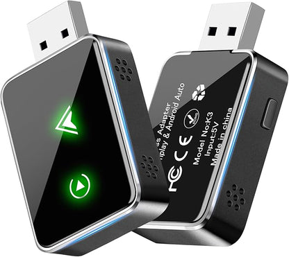 Carplay Wireless Adapter, 2 in1 Carplay & Android Auto 2025 Upgraded Wireless Adapter, Converts Wired to Mini Size Car Play, Fast Auto-Connect, No Latency, Plug and Play, USB A/C