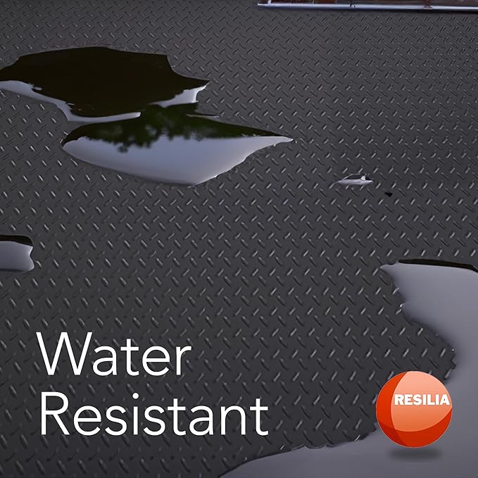 RESILIA Heavy Duty Garage Floor Runner & Protector Mat - Slip Resistant Diamond Plate PVC Mats - Water, Spill, & Stain Resistant, Black (4 feet x 20 feet), Made in The USA