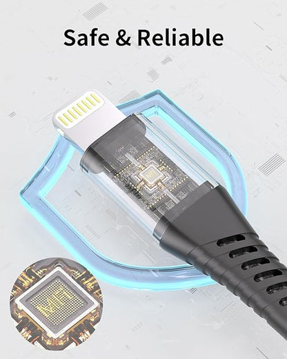 Coiled Lightning Cable, 2 Pack Retractable iPhone Charger Cord for Car, USB to Lightning Cable Fast Charging Compatible with iPhone 14 13 12 11 Pro Max Mini 10 8 Plus XR SE, AirPods