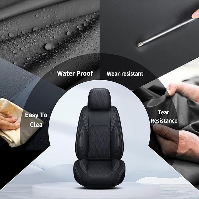 2 Front Car Seat Cover Fit for Toyota Camry 2012-2025 Faux Leather for Camry Seat Covers Waterproof Auto Seat Cushion Protector Compatible Airbag (2 Seats,Black)