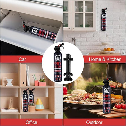 2Pack Dry Stop Fire Spray for Home - Auto Fire Extinguisher for Truck Vehicle, 600g Dry Chemical Powder A B C Fire Extinguisher for Kitchen, Car, Boat, Marine, Portable Use (2 Blue)