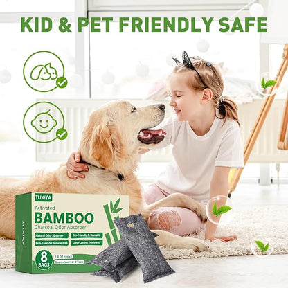 8Pack Activated Charcoal Odor Absorber, Odor Eliminator for Strong 0dor,Shoe Deodorizer,Bamboo Charcoal Air Purifying For in Car,Closet,Shoe, Basement(50g/1.77oz Each)