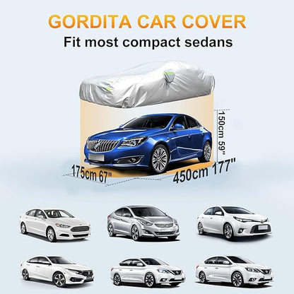 Car Cover for Automobiles All Weather Waterproof Universal Fit for Sedan (Length 166"-177")