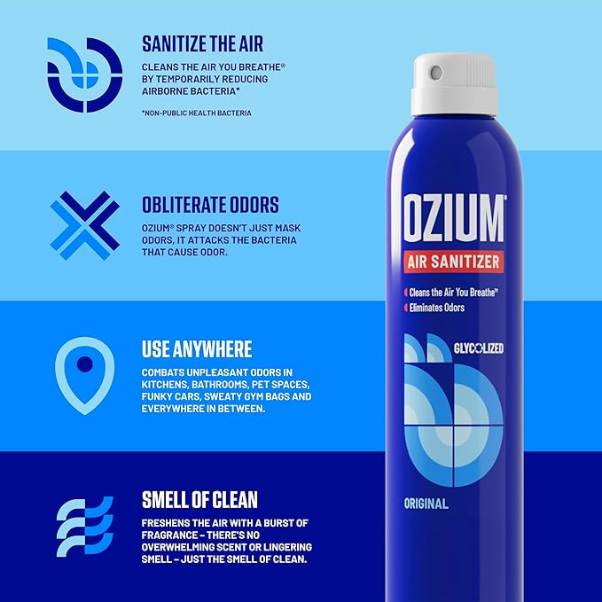 Ozium 3.5 Oz. Air Sanitizer & Odor Eliminator for Homes, Cars, Offices and More, Original Scent, 4 Pack