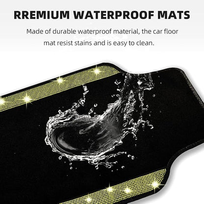 NBTEPEM Bling Car Floor Mats Full Set, Universal Fit Most Cars,SUV, Trucks, 4 pcs Sparkle Glitter Diamond Carpet for Women Girls with Anti-Slip Pad (Yellow Diamond)