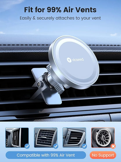 VICSEED for MagSafe Car Mount [Upgraded Strongest Magnet Power] Magnetic Phone Holder for Car Vent 360 Adjustable Magnetic Car Phone Holder Mount for iPhone 16 Pro Max 15 14 13 12 Plus Mini
