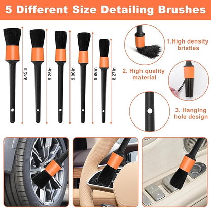 Viewsun Windshield Cleaner Tool, 15Pcs Car Interior Cleaning Kit, Detailing Kit Cleaner, Detailing Brush, Cleaning Gel, Inside Cleaning Supplies Accessories for Trucks, SUVs, RVs Window