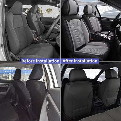 Front Seat Covers Fit for Toyota Camry 2012-2025 Faux Leather Automotive Seat Covers Breathable Waterproof Seat Cushions Compatible with Airbag (2 Seats,Black & Gray)