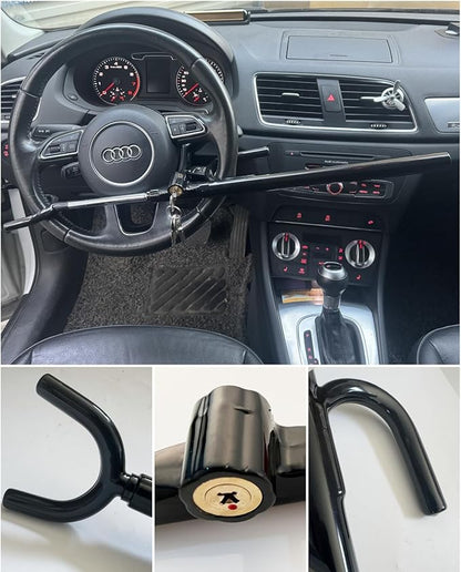 Steering Wheel Lock Anti-Theft car Device Car Wheel Locks Heavy Duty Vehicle Security Steering Wheel Lock for Truck Car Vehicles Van Lorry SUV with 4 Keys, Elongated Length MAX 30.5“ Black