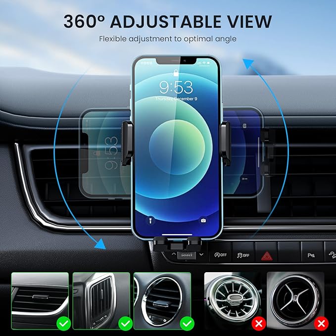 Car Phone Holder Vent [ Metal Clip] Phone Holders for Your Car Hands Free Universal Air Vent Cell Phone Car Mount Fit for iPhone Android All Smartphone Automobile Cradles