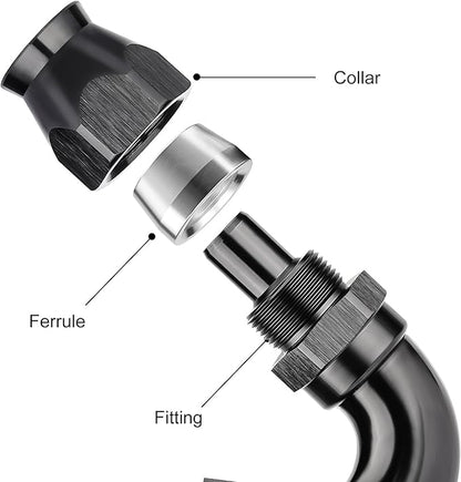 EVIL ENERGY 12AN 150 Degree PTFE One Piece Full Flow End Hose Fitting Aluminum Black
