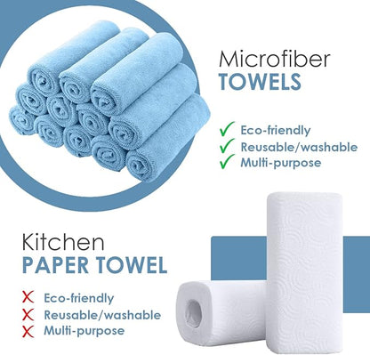 Avalon Towels Microfiber Cleaning Cloths (Value Pack of 36) Size 16" x 16", Highly Absorbent Cleaning Rags, Lint Free Cleaning Towels, Reusable and Washable, Microfiber Towels for Cars (Multi Color)