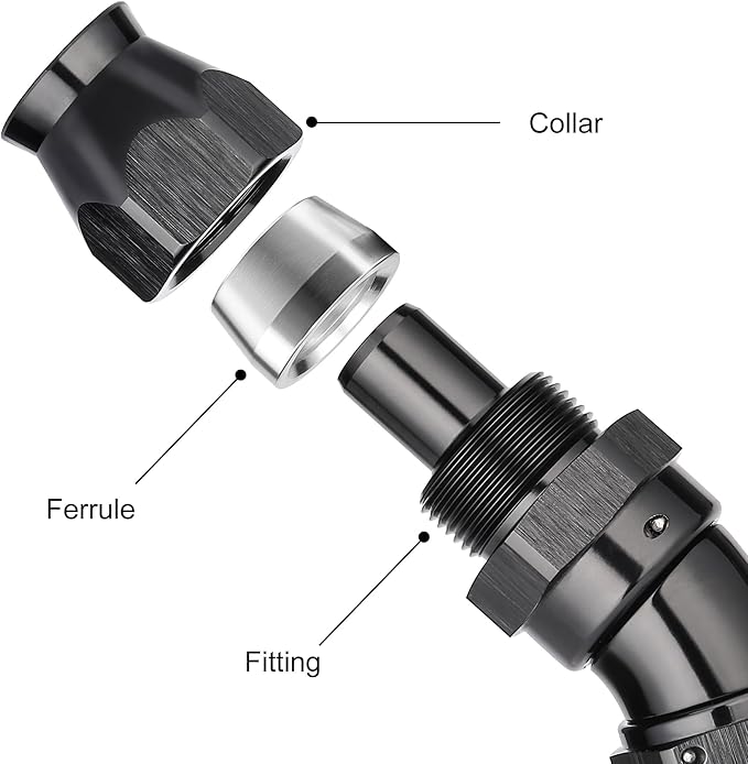 EVIL ENERGY 12AN 30 Degree PTFE One Piece Full Flow End Hose Fitting Aluminum Black