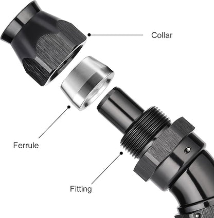 EVIL ENERGY 12AN 30 Degree PTFE One Piece Full Flow End Hose Fitting Aluminum Black