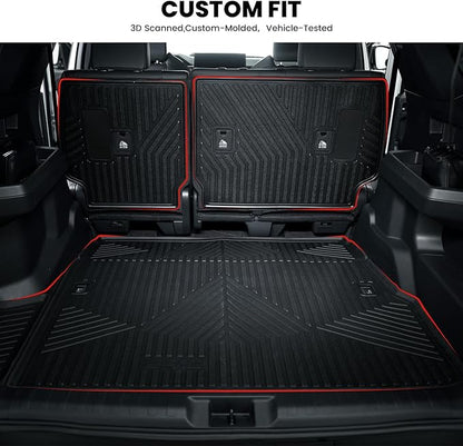 LASFIT Trunk&Seatback Mats for Toyota 4Runner 2013-2024 (5 Seats),All Weather TPE Custom Fit Floor Liner for 4 Runner 5th gen 2 Row Car Mats, Black(Not fit Equipped Sliding Cargo Tray Option)