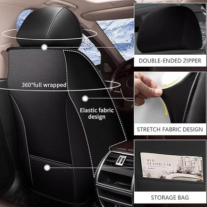 YORKNEIC Fit for Hyundai Kona Seat Covers 2018-2025: Leather Waterproof Car Seat Covers Anti-Slip Protector 2 Front Set (2 Seats, Black)