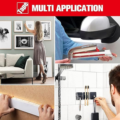 HitLights Double Sided Tape Heavy Duty (2 Pack), Waterproof Strong Mounting Adhesive Foam Tape for LED Strip, Walls, Automotive, Home Office Decor (33FT x 0.4IN)